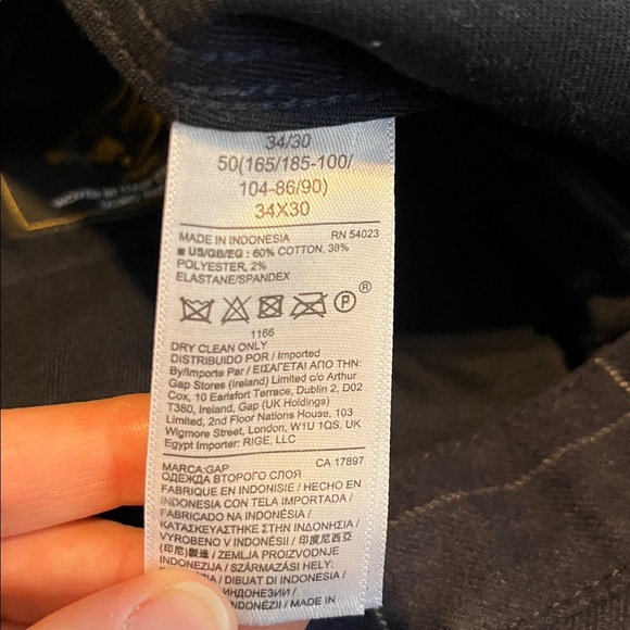 GAP Men’s Slim Taper Navy Blue White Windowpane Plaid Pants 34/30 - Picture 3 of 4